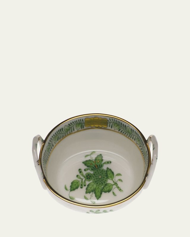 Chinese Bouquet Green Small Basket with Handles